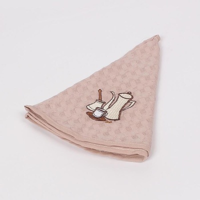 Кръгла домакинска кърпа в бежово с бродерия