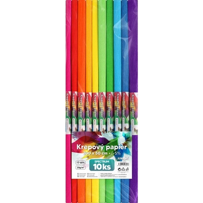 Krepový papier JUNIOR - sada SPECTRUM 10 ks, 50x200 cm