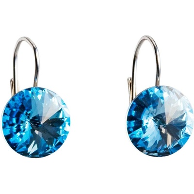Swarovski Elements Rivoli stříbrné visací modré kulaté 31106.3 Aquamarine modrá světlá azurová nebeská
