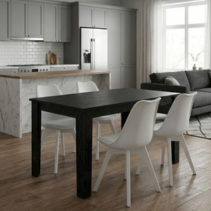 TopMebel Трапезен комплект 5 части Darlen - Viva TopMebel sencron черен цвят - бял 125x72x74cm