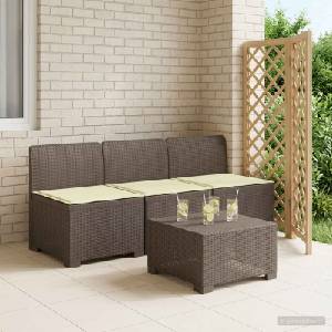 vidaXL Пейка за градина с Cushions във вид на ратан 3-местен ПП (8011972)