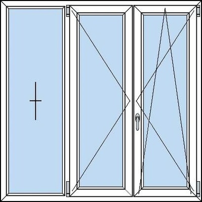 OknaDvereNaMiru.cz Trojkřídlé plastové okno FIX + O + OS bílá 2300 x 1400 mm