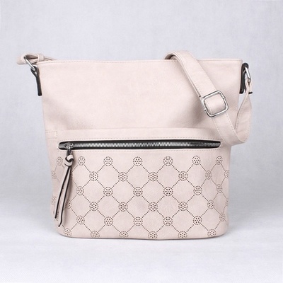 Středně velká hnědo-crossbody kabelka LIDA 736 béžová