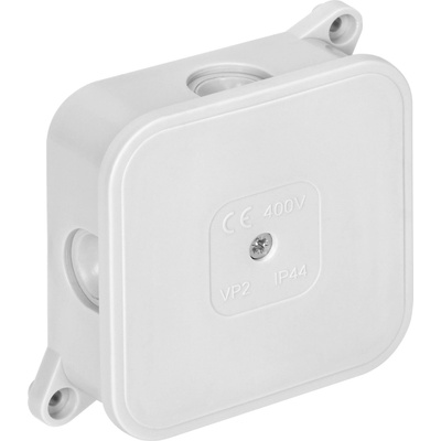 Nástenná rozvodná krabica ECO IP44 400V 4 gumové vývodky 85x85x35mm biela