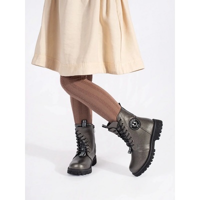 Trendy kotníkové boty dětské bez podpatku šedé