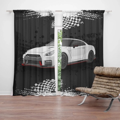 Sablio Závěs Nissan GTR 35 Čierny: 2ks 140x250cm