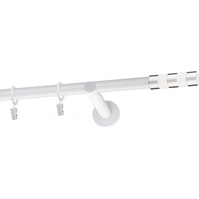 KovovégarnýžeCZ Imperial modern 19 mm Dvouřadá Kroužky s žabkou bílá lesklá 180 cm