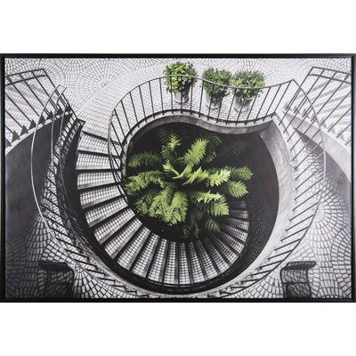 Bondecor Obraz na plátně v rámu "Schodiště black & green" 84x59 cm Barva: Přírodní rám