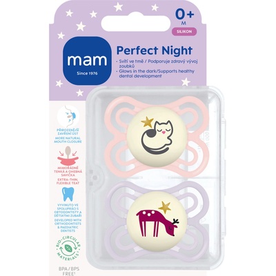 Mam dudlík Perfect Night, růžová/fialová 2 ks