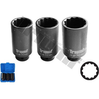 TRIUMF Sada kovaných hlavíc na poloosi, predĺžené, 1/2" vstup, 3 - dielna
