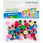 Craft with fun Decorative ornament colorful eyes 12mm 80el