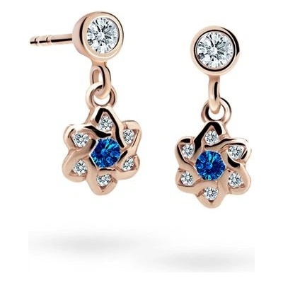 Danfil dievčenské náušnice kvetiny C2149 zo ružového zlata dark blue balónik