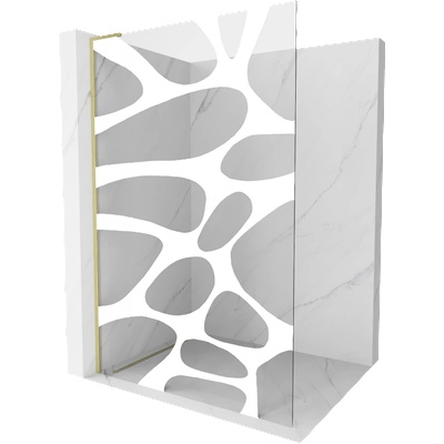 Mexen Kioto L душ стена Walk-in 110 x 200 cm, бяла вълна, злато четкано - 800-110-103-55-97 (800-110-103-55-97)