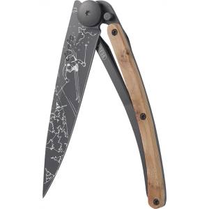 DEEJO 1gb116 tattoo black / Ултралеко джобно ножче с дръжка от екзотичен хвойнов корен (1gb116)