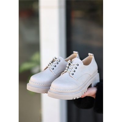 Erbil Shoes Дамски спортни обувки с връзки - Светлобежови #366517 (366517_Бежов)