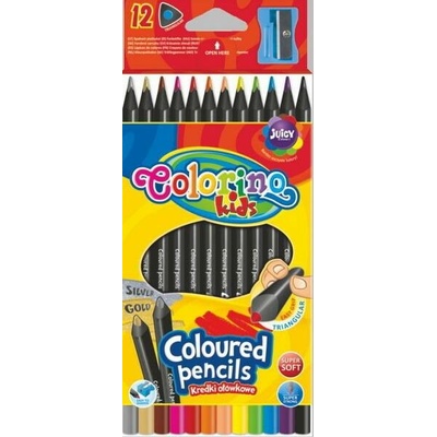 Colorino trojhranné pastelky černé 12 ks + ořezávátko R55796PTR