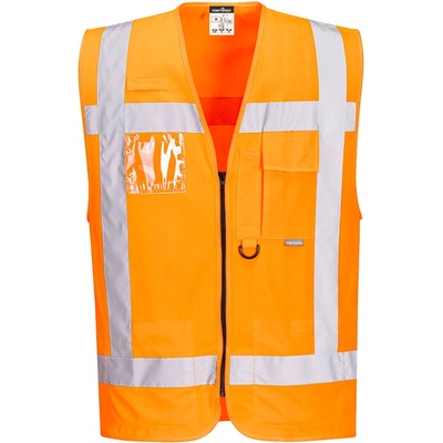 Portwest rws r476 / Светлоотразителна жилетка с цип за мениджъри с държач за лична карта - hv оранжева xl (r476orrxl)