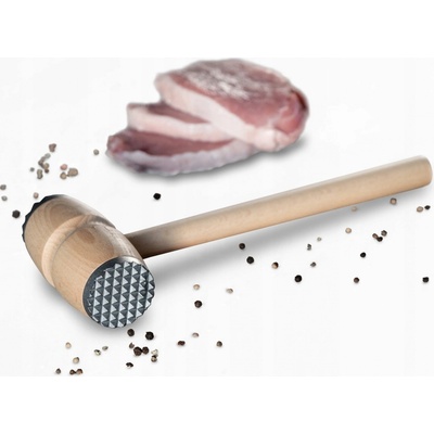 Dřevia Dřevěná palička na maso s kovovou plochou - 30 cm