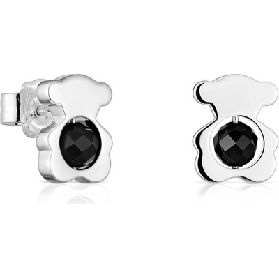 Tous strieborné náušnice s medvedíkom a onyxom I-Bear 1004127000
