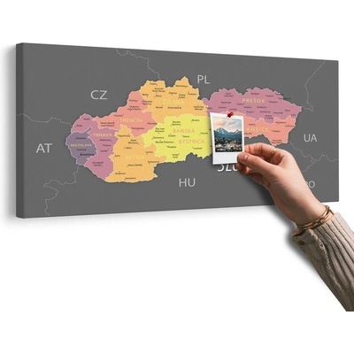 Obraz na korku pastelová mapa Slovenska - 120x60 place