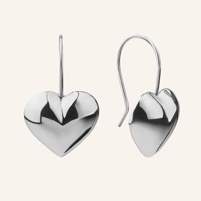 SilveAmo Strieborné visiace náušnice srdiečka CT004