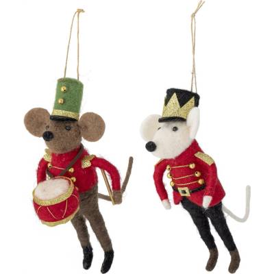Bloomingville Vánoční ozdoba Myšáci Peo Red Wool set 2 ks červená barva textil