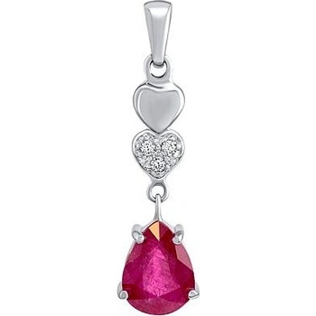 SILVEGO Strieborný prívesok Barbara s prírodným rubínom a Brilliance Zirconia FW15406PR