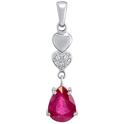 SILVEGO Strieborný prívesok Barbara s prírodným rubínom a Brilliance Zirconia FW15406PR