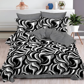 Image 1 of EmonaMall Двулицево спално бельо с ластик EmonaMall, 6 части - Модел S18528 (S18528-66666e)