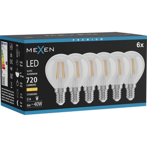 Mexen Vintis 6x светодиодна филаментна крушка E14, G45, 6W, Топла - 2700K, 720 lm, (L156-E14-0627-00x06)