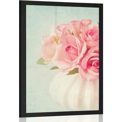 Plakát růže ve váze - 60x90 white