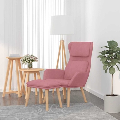 vidaXL 4016830 Relaxační se stoličkou samet Růžová