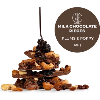 BrainMax Pure Pure® Начупен млечен шоколад, сливи и мак, BIO, 125 g