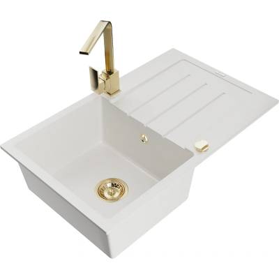 Mexen Bruno гранитна мивка с 1 корито с отцедник и кухненски смесител Rita, (6513-20-670300-50)
