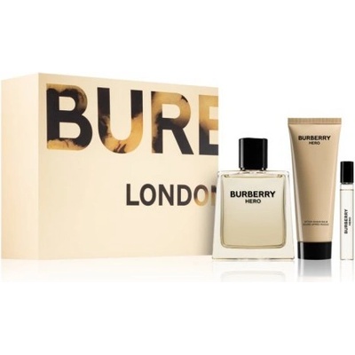 Burberry Hero London - Подаръчен комплект за мъже: 100мл парфюм EDT+ 5мл парфюм миниатюра + 75мл душ гел