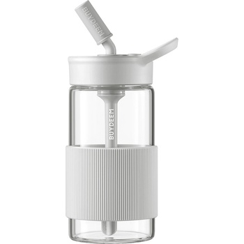Buydeem CD1017 Portable Glass Straw Bottle 500 ml, Oats White (CD1017-OW)