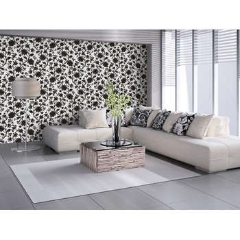 DIMEX ART s. r. o Луксозна флизелинова тапета черно-бели орнаменти с цветя