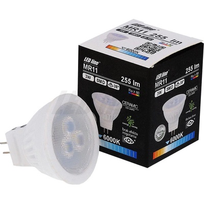 Ledin LED žárovka 3W 10-14V AC/DC SMD2835 GU5,3/MR11 255lm STUDENÁ BÍLÁ