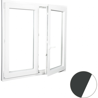 Aluplast Dvoukřídlé okno, 1500 x 1500 mm antracit/bílé pravé Dvojsklo Ug=1,1