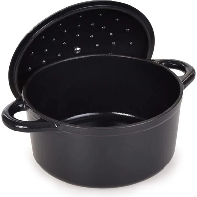 VEYRA Liatinový hrniec s pokrievkou čierny 2,5 l 21 cm