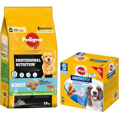 Pedigree Adult Professional Nutrition s hovädzím mäsom a zeleninou M/L12 kg