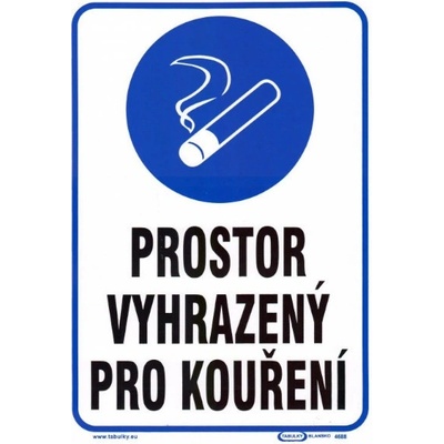 Prostor vyhrazen pro kouření 210x297 mm - plast