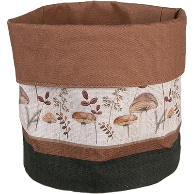 Béžový bavlněný košík na pečivo s houbičkami Little Forest Jewels - Ø 15*16 cm - Clayre & Eef