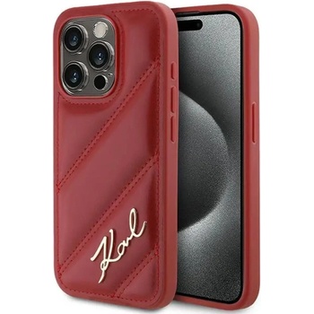 KARL LAGERFELD Калъф Karl Lagerfeld Diagonal Quilted Script за iPhone 15 Pro - червен (3666339252380)