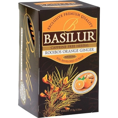 Basilur Ochucený bylinný čaj Rooibos Orange Ginger porcovaný s přebalem 25 sáčků
