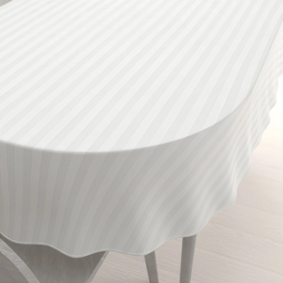 Biante Damaškový oválny obrus Atlas Grádl biele pásiky 22 mm DM-008 120x160cm