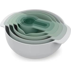Joseph Joseph Кухненска купа комплект NEST 40112, 9 бр. , с гевгир и мерителни лъжици, сиво / зелено, Joseph Joseph (JS40112)
