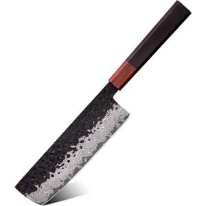 HARAHU Дамаски кухненски нож AO-37383 - Nakiri / Кафяв KP37383