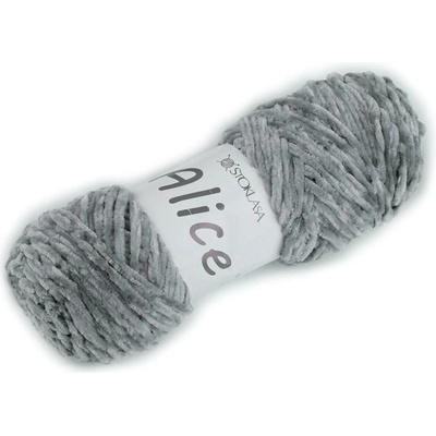 Pletací žinylková příze Alice 100 g Varianta: 13 šedá světlá, Balení: 1 ks 57855/147357/266885