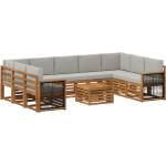vidaXL Комплект дивани за открито 10 бр. Натурално и светлосиво (3384862)